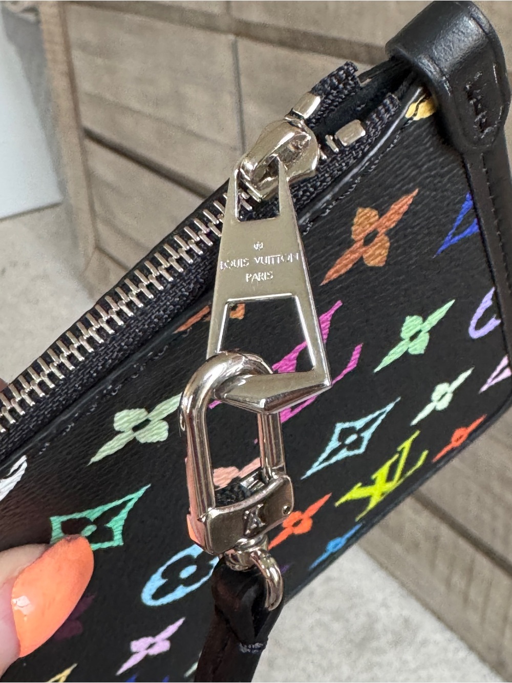 Louis Vuitton Black Multicolor Monogram Wristlet Pochette - Picture 6 of 8